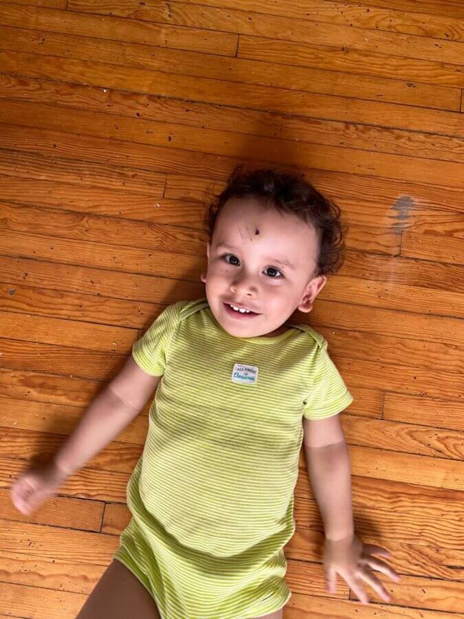 being-a-single-mom-at-43-ivf-baby-laying-down